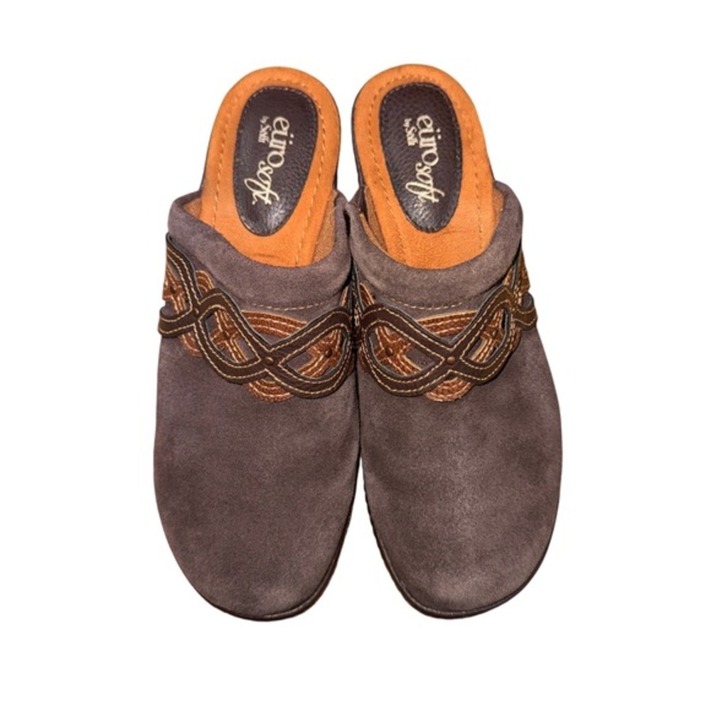 Euro Soft By Sofft Britta Clogs Womens 7M‎ Pre-Owned Brown Suede Western Cowgirl